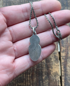 White Buffalo and Pilot Mountain Turquoise Pendant with 16” Wheat Chain