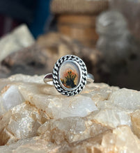 Load image into Gallery viewer, Dendritic Agate Ring with Curb Chain Detail, Size 7 3/4
