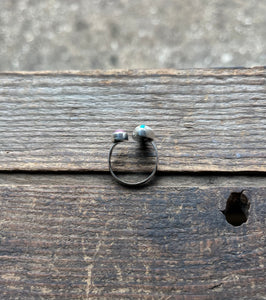 Gemmy Pink Sapphire and Stone Mountain Turquoise Split Ring, Size 8
