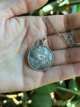 Load image into Gallery viewer, Celestial Elements Pendant in Handcrafted Sterling Silver with Kingman Turquoise and Moonstone, 16” Chain
