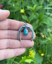 Load image into Gallery viewer, Sterling Horseshoe Pendant with Fox Turquoise, Pendant Only

