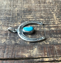 Load image into Gallery viewer, Sterling Horseshoe Pendant with Fox Turquoise, Pendant Only
