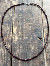 Load image into Gallery viewer, Red Garnet Beaded Necklace, 22” Long with Sterling Silver Clasp
