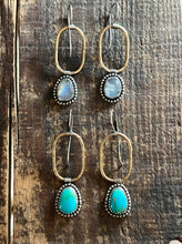 Load image into Gallery viewer, Golden Hour Gemstone Drop Earrings, Silver and Brass, 2 Available Options
