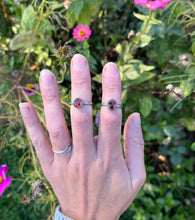 Load image into Gallery viewer, Rose Cut Garnet Ring in Handcrafted Sterling Silver, Size 6.5 and 7
