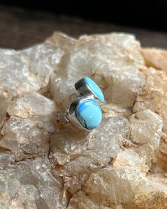 Golden Hills Lavender Blue Turquoise Post Earrings, Handcrafted Sterling Silver