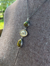 Load image into Gallery viewer, Troy Springs Turquoise with Framed Fish Pendant, Handcrafted Sterling Silver and Brass Accent
