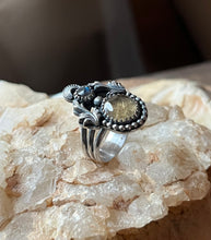 Load image into Gallery viewer, Autumn Leaf Faire One Ring, Labradorite and Imperial Topaz, Size 8
