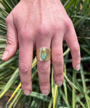 Load image into Gallery viewer, Emerald Valley Turquoise in Brass Dogwood Flower Ring, Size 9
