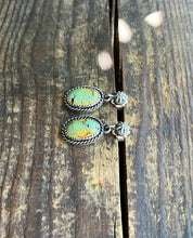 Load image into Gallery viewer, Blackjack Turquoise Stud Drop Earrings, Handcrafted Sterling Silver
