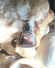 Load image into Gallery viewer, Red Plains Pendant, Garnet and Idaho Painters Palette Jasper-agate
