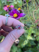 Load image into Gallery viewer, Rose Cut Garnet Ring in Handcrafted Sterling Silver, Size 6.5 and 7
