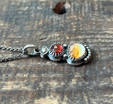 Load image into Gallery viewer, Charm Me Necklace, Garnet and Citrine in Handcrafted Sterling Silver, 16” Chain
