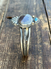 Load image into Gallery viewer, Seaside Cuff, Dendritic Quartz and Teal Indicolite Tourmaline in Sterling, Size Medium Fit

