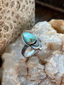 Sonoran Gold Turquoise Divine Ring, Handcrafted Sterling Silver, Size 6 3/4