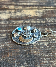 Load image into Gallery viewer, Celestial Elements Pendant in Handcrafted Sterling Silver with Kingman Turquoise and Moonstone, 16” Chain
