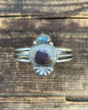 Load image into Gallery viewer, Seaside Cuff, Dendritic Quartz and Teal Indicolite Tourmaline in Sterling, Size Medium Fit
