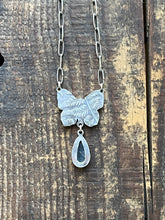 Load image into Gallery viewer, French Art Nouveau Butterfly and Kyanite Necklace, 20” Chain
