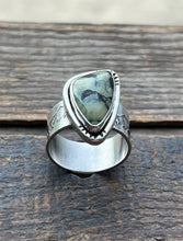 Load image into Gallery viewer, Reserved for C.Colina Verde Variscite Mountain Side View Ring, Size 9 3/4
