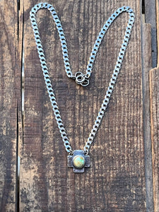 Sonoran Gold Turquoise Southwestern Cross Necklace, 16” Diamond Curb Chain