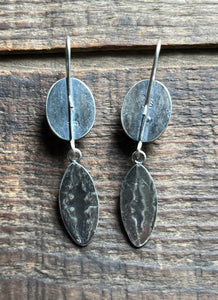 Blackjack Polychrome Turquoise Hand Stamped Earrings, Handcrafted Sterling Silver