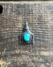 Load image into Gallery viewer, Fox Turquoise Cattle Tag Pendant, Handcrafted Sterling
