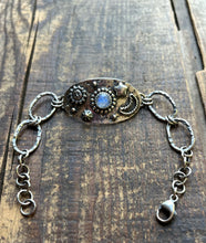 Load image into Gallery viewer, Celestial Elements Bracelet, Handcrafted Sterling with Moon Faced Rainbow Moonstone, 7 3/4”
