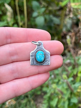 Load image into Gallery viewer, Fox Turquoise Cattle Tag Pendant, Handcrafted Sterling
