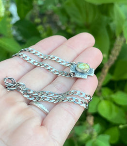 Sonoran Gold Turquoise Southwestern Cross Necklace, 16” Diamond Curb Chain
