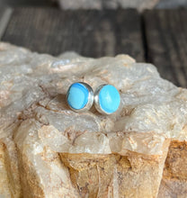 Load image into Gallery viewer, Golden Hills Lavender Blue Turquoise Post Earrings, Handcrafted Sterling Silver
