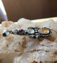 Load image into Gallery viewer, Autumn Series Fairest Pendant, Garnet and Topaz in Handcrafted Sterling Silver
