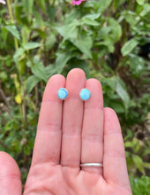 Load image into Gallery viewer, Golden Hills Lavender Blue Turquoise Post Earrings, Handcrafted Sterling Silver
