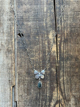 Load image into Gallery viewer, French Art Nouveau Butterfly and Kyanite Necklace, 20” Chain
