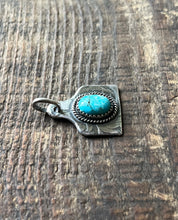 Load image into Gallery viewer, Fox Turquoise Cattle Tag Pendant, Handcrafted Sterling
