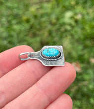 Load image into Gallery viewer, Fox Turquoise Cattle Tag Pendant, Handcrafted Sterling
