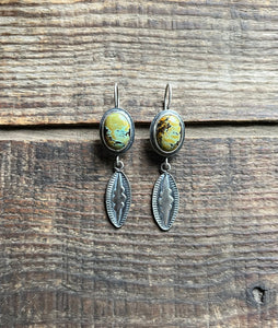 Blackjack Polychrome Turquoise Hand Stamped Earrings, Handcrafted Sterling Silver