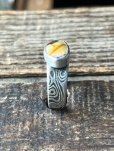 Load image into Gallery viewer, Australian Crystal Pipe Opal Ring with Mokume Gane Pattern, Ring Size 8 3/4
