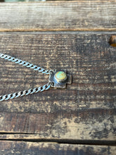Load image into Gallery viewer, Sonoran Gold Turquoise Southwestern Cross Necklace, 16” Diamond Curb Chain
