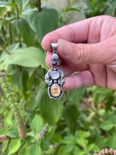 Load image into Gallery viewer, Autumn Series Fairest Pendant, Garnet and Topaz in Handcrafted Sterling Silver
