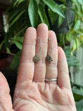 Load image into Gallery viewer, Planished Sterling Silver Hoops with Brass Leaf Drops
