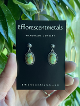 Load image into Gallery viewer, Blackjack Turquoise Stud Drop Earrings, Handcrafted Sterling Silver
