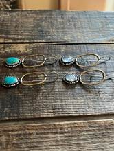 Load image into Gallery viewer, Golden Hour Gemstone Drop Earrings, Silver and Brass, 2 Available Options
