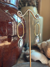 Load image into Gallery viewer, Golden Hour Gemstone Drop Earrings, Silver and Brass, 2 Available Options
