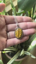 Load and play video in Gallery viewer, Tigers Eye Carved Scarab in Handcrafted Sterling Silver, 16” Chain
