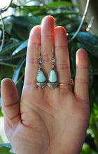 Load image into Gallery viewer, Golden Hills Turquoise Ray Drop Earrings in Handcrafted and Stamped Sterling Silver
