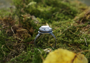 Herkimer Diamond Quartz Ring in Handcrafted Sterling Silver, 4 Ring Size Variations Available, Sizes 6.5, 7.5, 9, 11.5