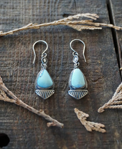 Golden Hills Turquoise Ray Drop Earrings in Handcrafted and Stamped Sterling Silver