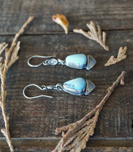 Golden Hills Turquoise Ray Drop Earrings in Handcrafted and Stamped Sterling Silver