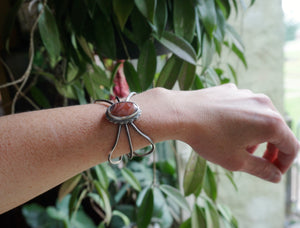 Laguna Agate Silhouettes Cuff in Handcrafted Sterling Silver with Triple Triangle Wire Design, Size Small/Medium