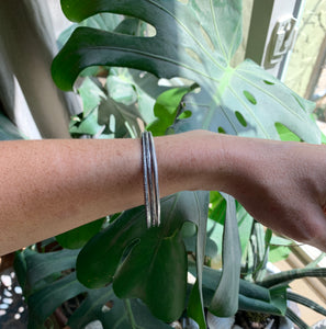 Triple Bangle Stack Set in Handcrafted and Hammered Sterling Silver